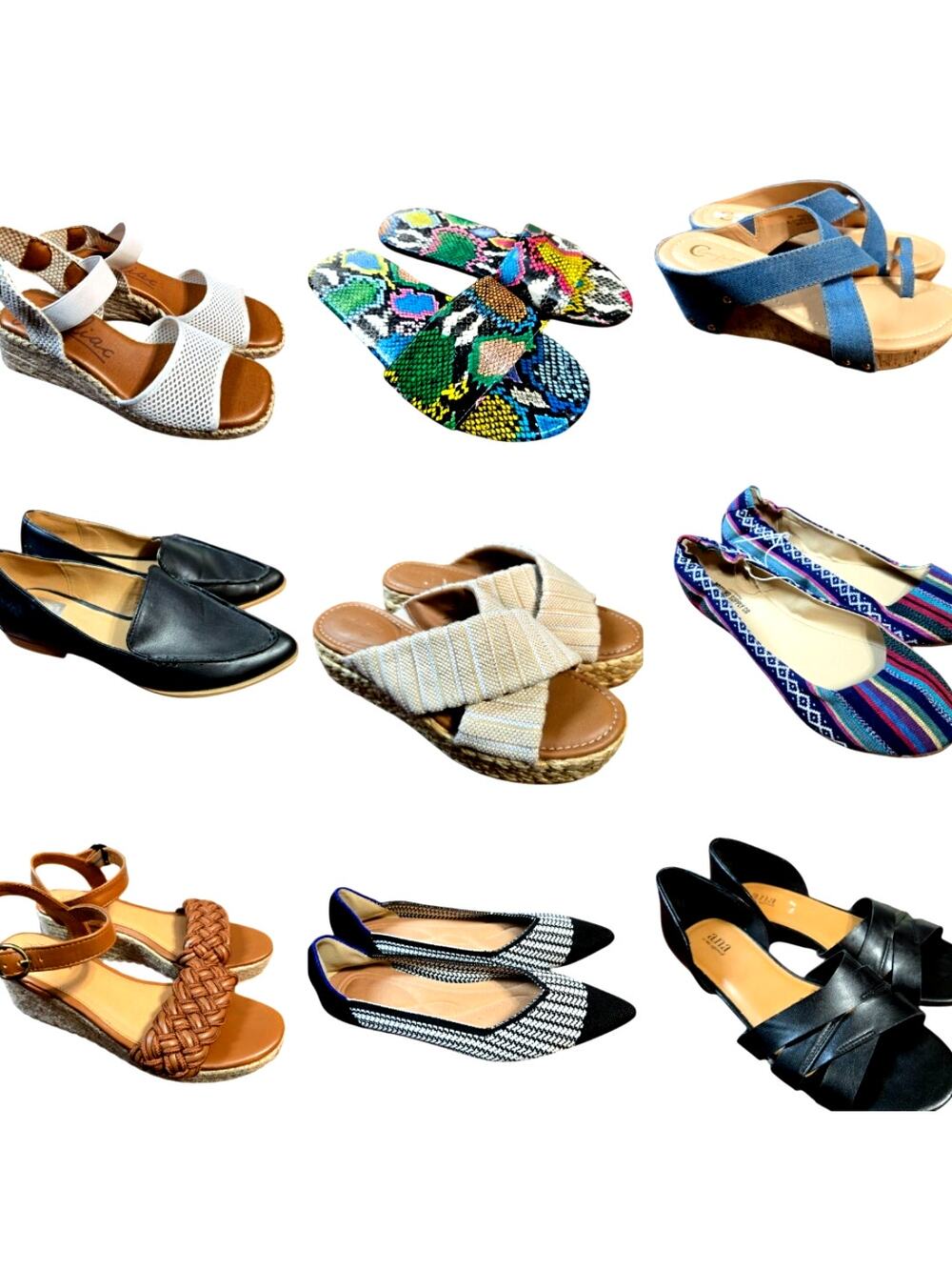 Bulk Women’s Flats Sandals Shoe Lot Of 9 Name Brand Wholesale Reseller Great ROI